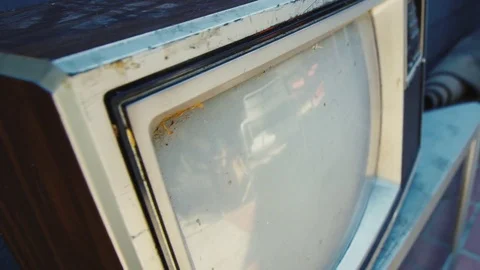 Old Broken Television Small Stock Footage 71913156