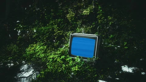 Old Broken TV Dump Nature Blue Screen Television Zoom In, Environment Concept Stock-Footage 251805146