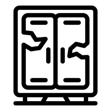 Old broken wardrobe with cracked doors is standing Stock Illustration
