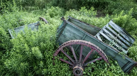 Old Broken Western Wagon Stock Footage 68850982