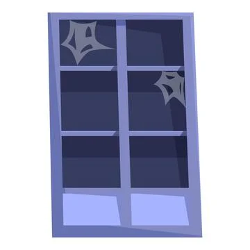 Old broken window with cobwebs is showing neglect Stock Illustration
