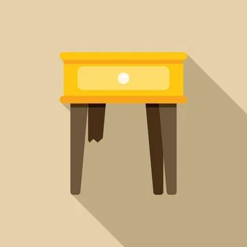 Old broken yellow nightstand with one drawer standing on brown legs 库存插图
