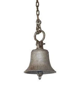 Old bronze bell in India temple isolated on white background, Temple brass .. Stock Photos