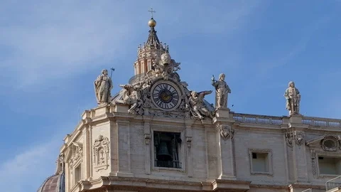 Old bronze bells singing motion on st peter basilic in rome,vatican city Stock Footage 121765609