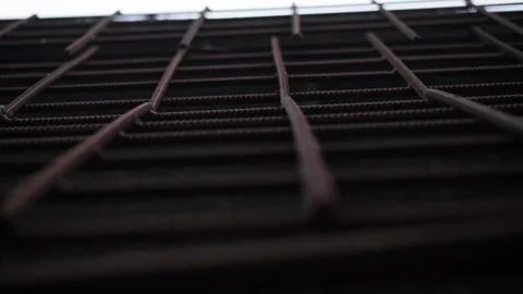 Old brown rusty grate with blurry broken metal lines Stock Footage 115247842