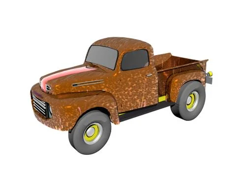 Old brown truck with flatbed Stock Illustration