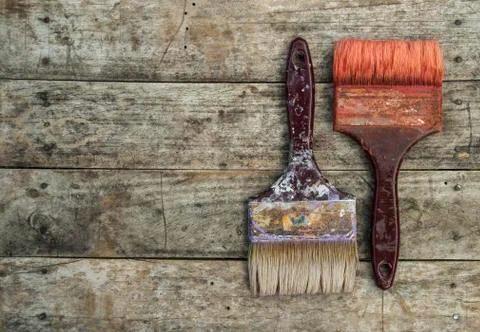 Old brushes Stock Photos