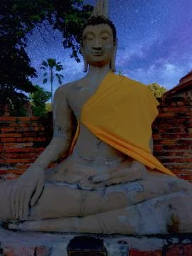 Old buddha statue,temple in ayutthaya thailand Stock Photos