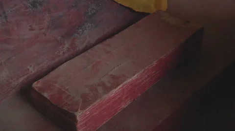 Old Buddhist book, Myanmar. Stock Footage 56078463