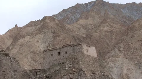 Old buddhist monastery in Chilling high up in the Himalayas Stock Footage 58370896