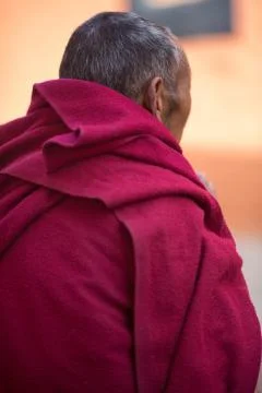 Old Buddhist monk in Tibet Stock Photos