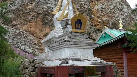 Old Buddhist stupas in the Ancient Mongolian monastery. Stock Footage 82218986