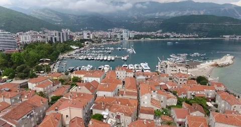 Old Budva with beach Stock Footage 90829359