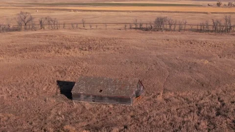 Old building abandon on prairie Stock Footage 295907391