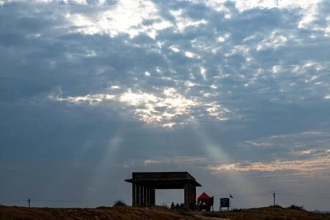 Old building and beautiful dramatic sky at pushkar camel festival. Stock Photos