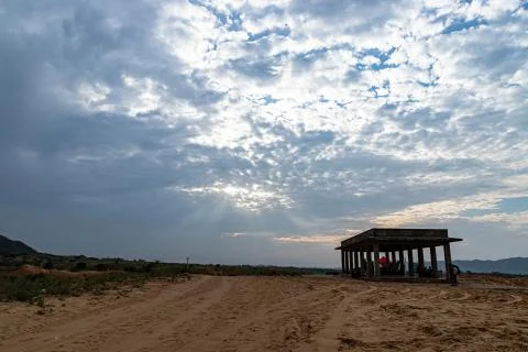 Old building and beautiful dramatic sky at pushkar camel festival. Stock Photos