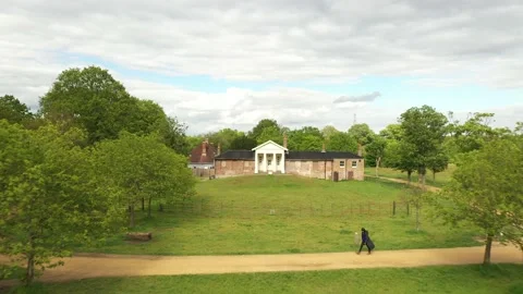Old building with architectural columns in park Video stock 159157212