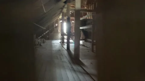 Old Building Attic Through Stair Slats Stock Footage 160185626