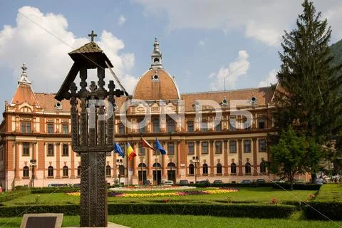 Old Building In Brasov Romania Headquarter Of City Prefecture Stock Photos