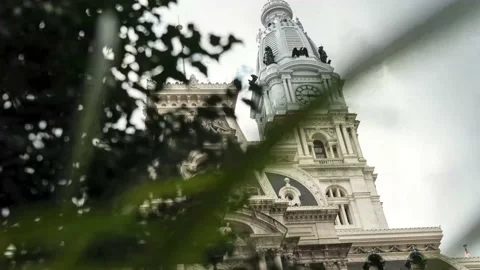Old Building Cloudy Day Time lapse Hyperlapse Philadelphia City Hall Stock-Footage 157508117