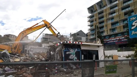 Old Building Demolition Stock Footage 98674848