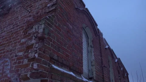 Old building, destroyed. red brick, two-story building Stock Footage 303407240