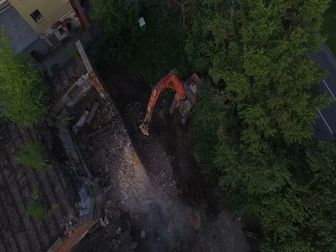 Old building destruction 4K Stock Footage 71975844