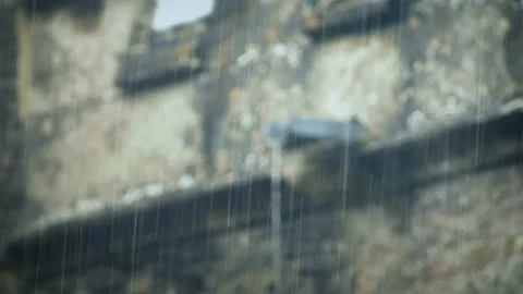 Old Building Drain Pipe In Rain Storm Stock Footage 133447497