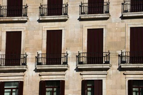 Old building facade on Porticada Square (Plaza Porticada). Santander, Spain Stock Photos