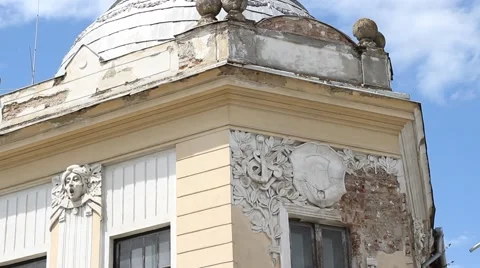 Old Building Facade in Ruin Stock Footage 46120833