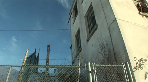 Old building fast clouds Montreal Stock Footage 33131337