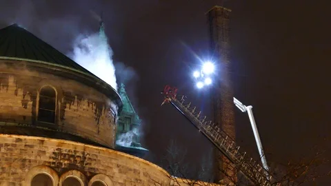 Old building fire Stock Footage 105351800