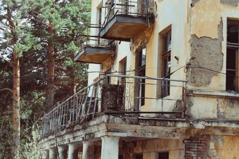 The old building has long been without repair Stock Photos