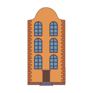 Old building icon, flat design Ilustração Stock
