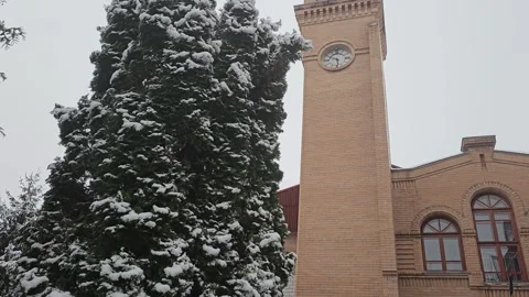 Old Building It's Snowing Stock Footage 295199912