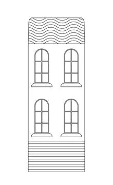 Old building, library line icon in outline style. Hotel or office sign. Ilustração Stock