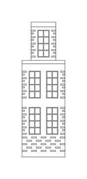 Old building, library line icon in outline style. Hotel or office sign. Stock Illustration