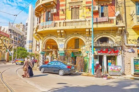 The old building in Mosque Square, on Dec 17, 2017 in Alexandria, Egypt Fotos de archivo