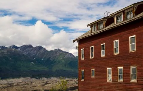 Old building with mountains. Stock Photos