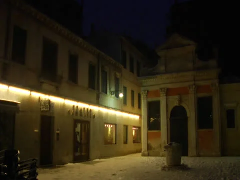 An old Building at night time with dark sky Venice Italy Winter Night Italian Stock Footage 22744639