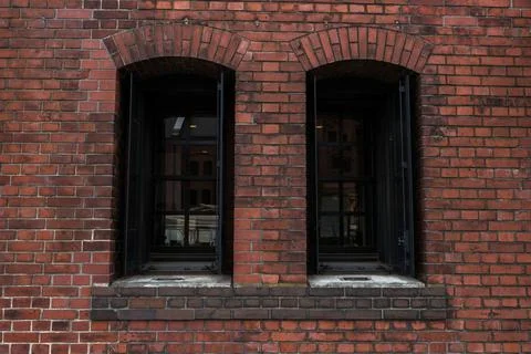Old building of red block wall Stock Photos