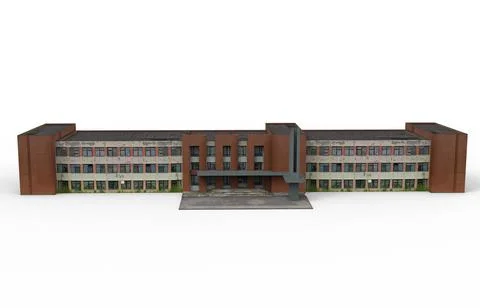 Old building render on a white background. 3D rendering Stock Illustration