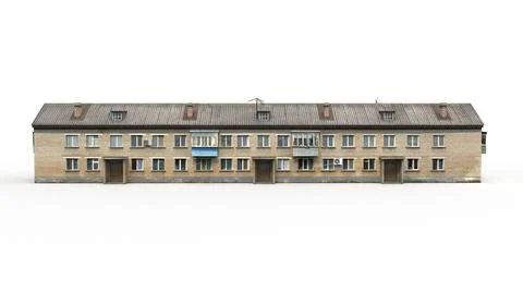 Old building render on a white background. 3D rendering Stock Illustration