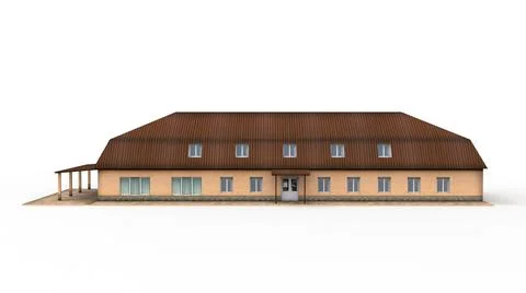 Old building render on a white background. 3D rendering Ilustración de archivo
