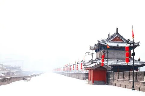 Old building in snow Stock Photos