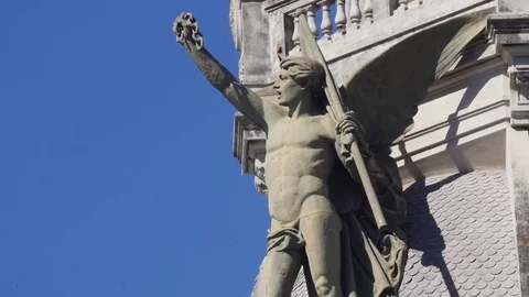 Old building with statue Stock Footage 78670756