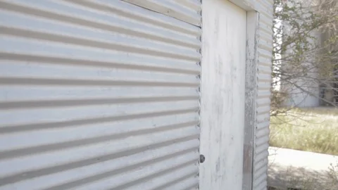 Old Building Steadicam Into Broken Window Stock Footage 91396276