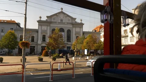 Old building from tour bus Stock Footage 120534352