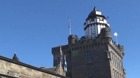 An old building with a tower in Edinbirgh Stock Footage 92840859