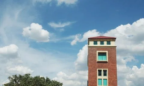 Old building tower with red brick Foto stock